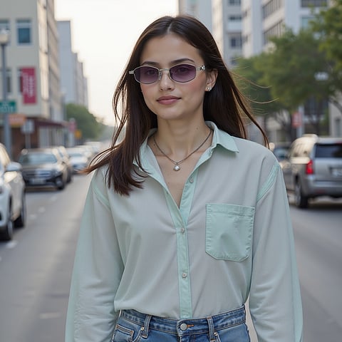 Lenskart STUDIO Silver Full Rim Geometric left side