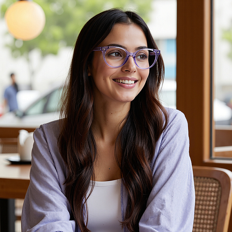 Buy Purple Transparent Full Rim Cat Eye Lenskart Air Classics LA