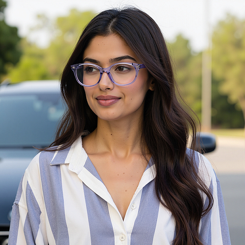 Buy Purple Transparent Full Rim Cat Eye Lenskart Air