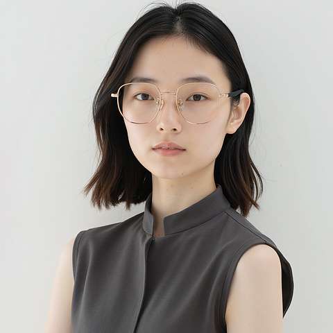 Lenskart Rose Gold Full Rim Geometric left side