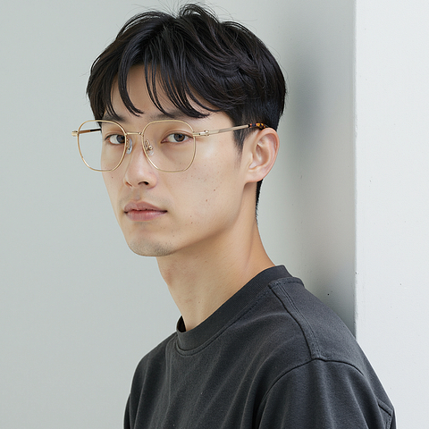 Lenskart Gold Full Rim Geometric left side