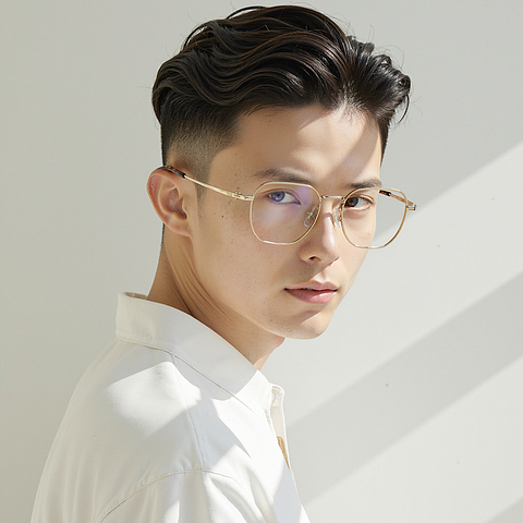 Lenskart Gold Full Rim Geometric right side