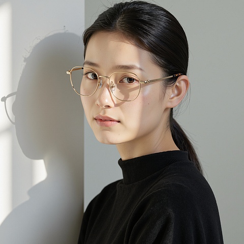 Lenskart Gold Full Rim Geometric left side