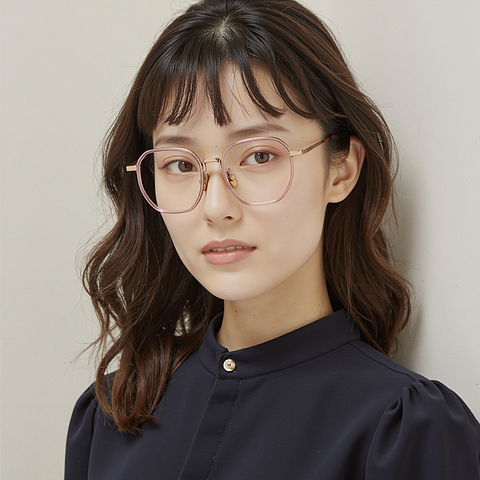 Lenskart Rose Gold Full Rim Geometric left side