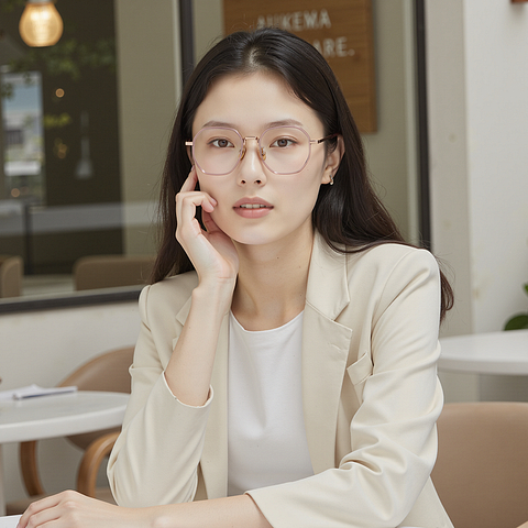 Lenskart Rose Gold Full Rim Geometric left side