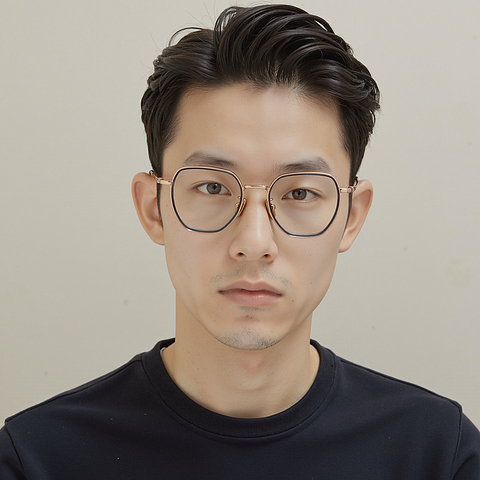 Lenskart Rose Gold Full Rim Geometric left side
