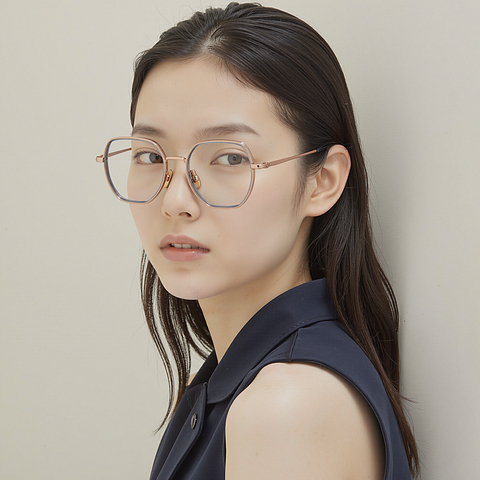 Lenskart Rose Gold Full Rim Geometric left side