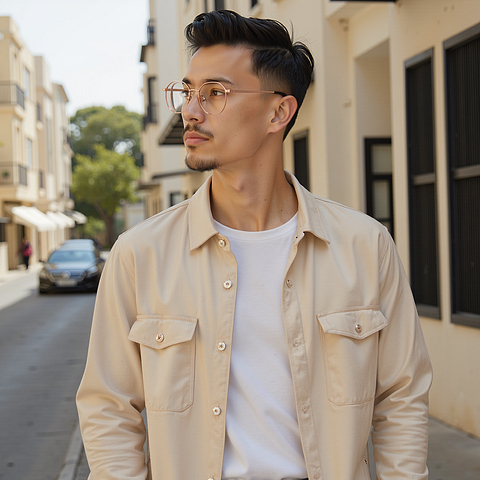 Lenskart Rose Gold Full Rim Hexagonal left side