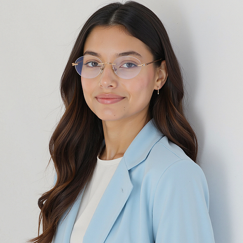Lenskart Rose Gold Rimless Oval left side