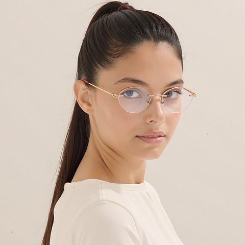Lenskart Rose Gold Rimless Oval right side