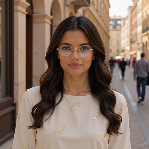 Lenskart Rose Gold Rimless Oval left side