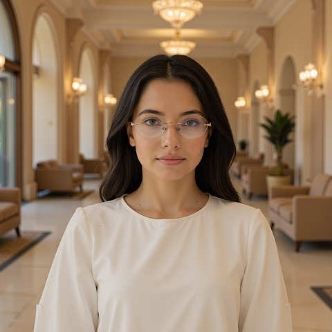 Lenskart Rose Gold Rimless Oval right side