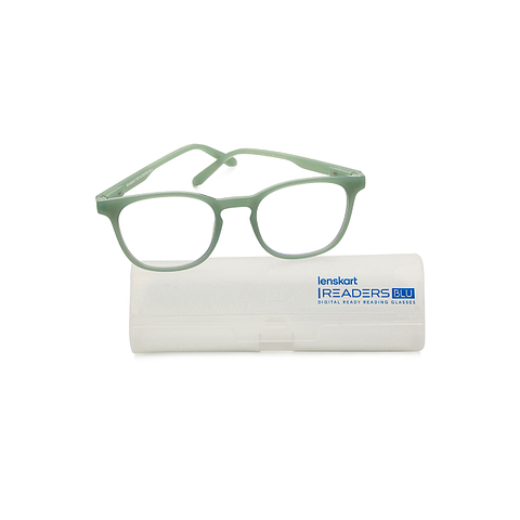 LENSKART BLU READERS Blue Light green Full Rim Square LENSKART BLU READERS LR E15615 Only for 2 Prefitted Powers left side LENSKART BLU READERS Blue Light green Full Rim Square LENSKART BLU READERS LR E15615 Only for 2 Prefitted Powers left side