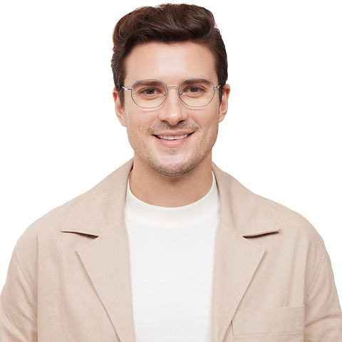 Lenskart Air Online Silver Full Rim Geometric left side