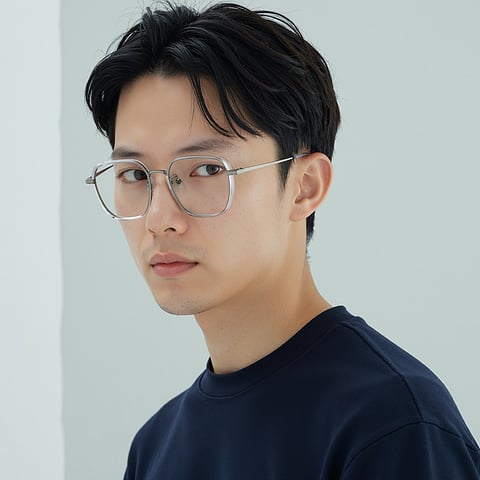 Lenskart Air Silver Full Rim Geometric right side