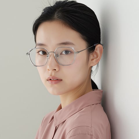 Lenskart Air Silver Full Rim Geometric left side