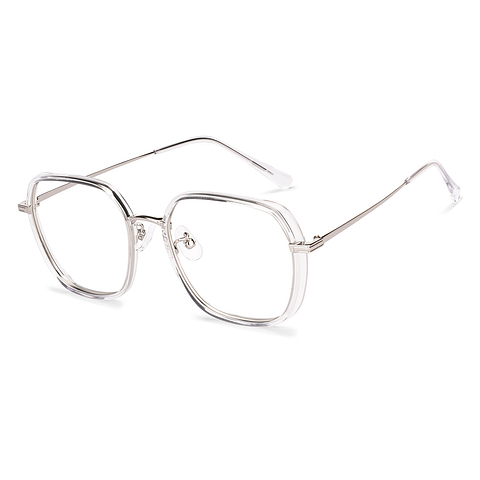 Lenskart Air Silver Full Rim Geometric left side