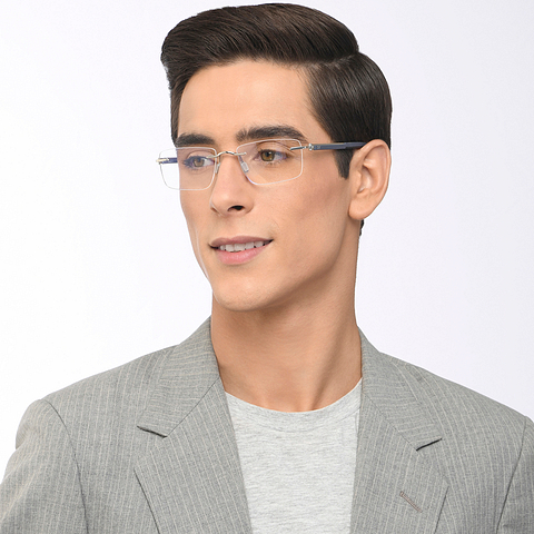 Lenskart Air Online Silver Rimless Rectangle left side