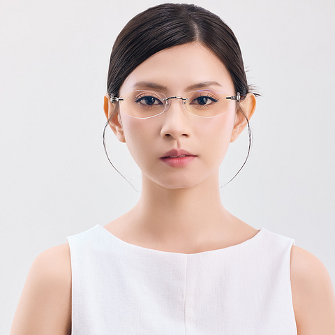 Lenskart STUDIO Silver Rimless Geometric left side