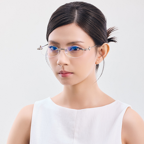Lenskart STUDIO Silver Rimless Geometric right side