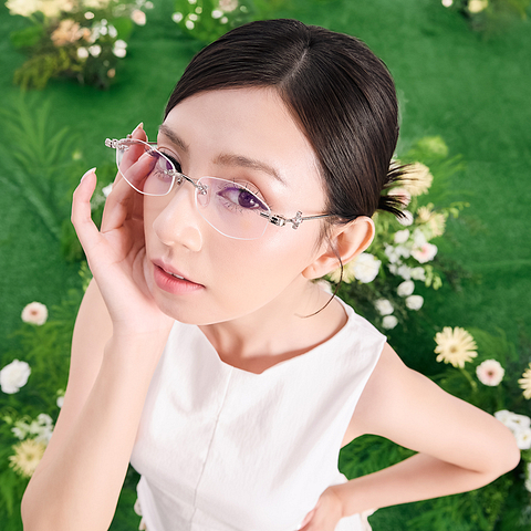 Lenskart STUDIO Silver Rimless Geometric left side