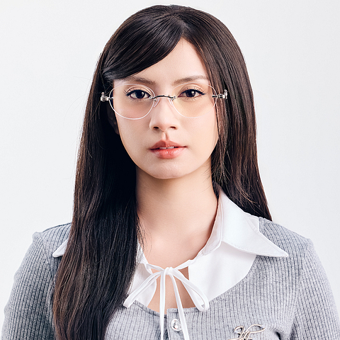 Lenskart STUDIO Silver Rimless Oval left side