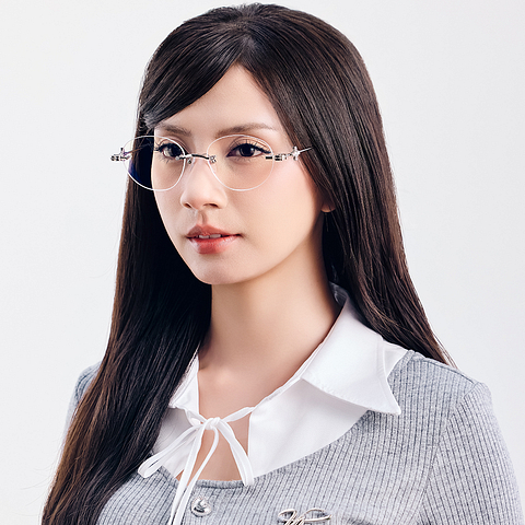 Lenskart STUDIO Silver Rimless Oval right side