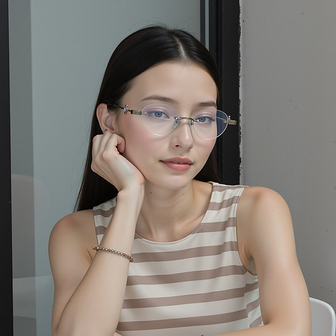 Lenskart STUDIO Silver Rimless Oval right side
