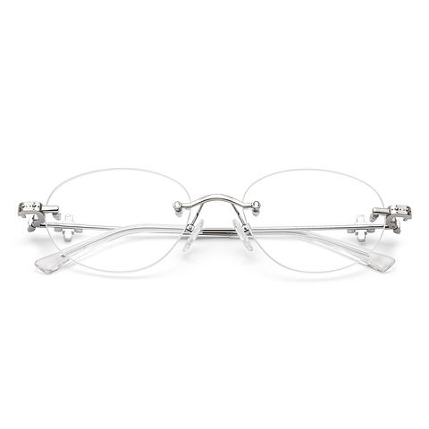 Lenskart STUDIO Silver Rimless Oval left side