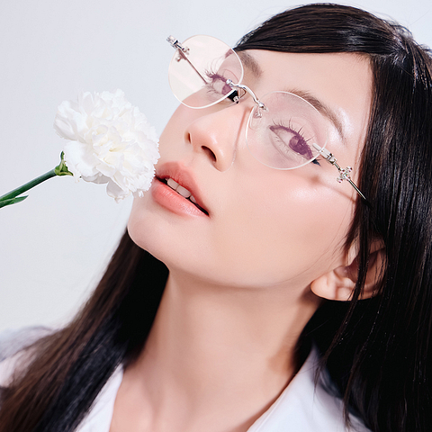 Lenskart STUDIO Silver Rimless Oval right side