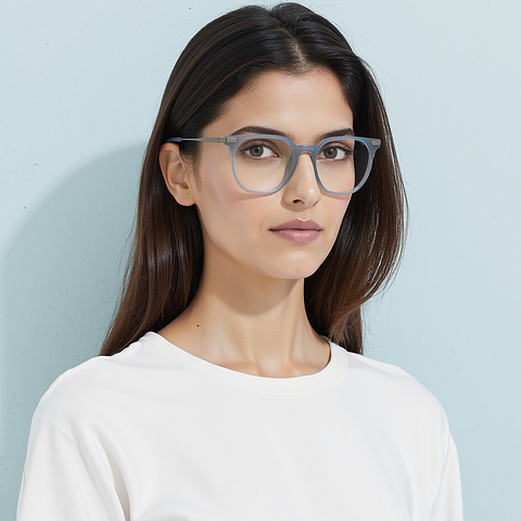 Lenskart Air Blue Transparent Full Rim Square right side Lenskart Air Blue Transparent Full Rim Square right side