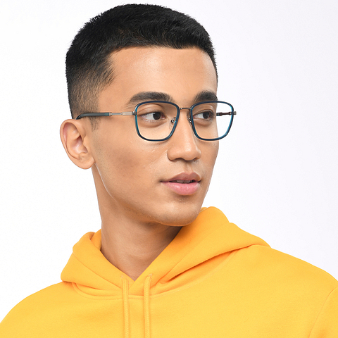 Lenskart Studio Online Sky Blue Full Rim Square left side