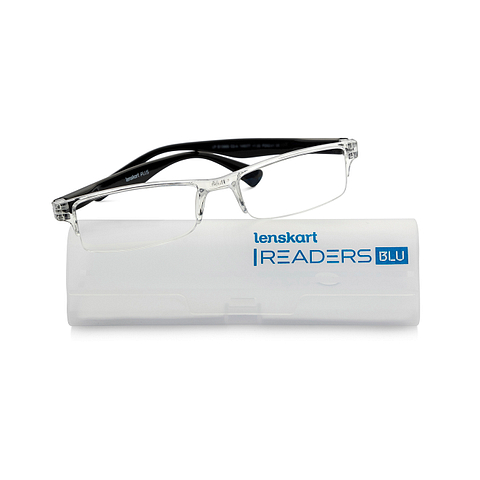 LENSKART BLU READERS Transparent Black Half Rim Rectangle LENSKART BLU READERS LP E13968 Only for 1 5 Prefitted Powers left side