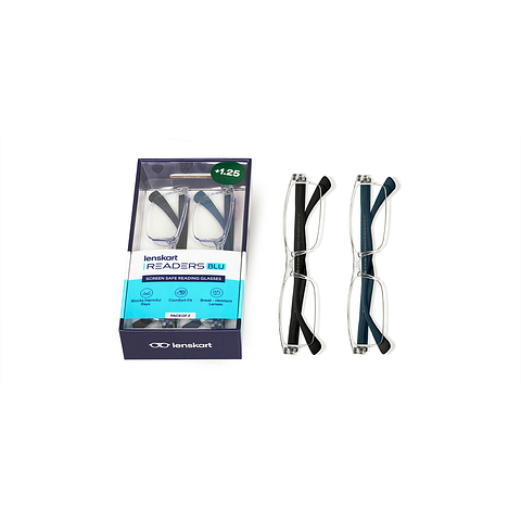 LENSKART BLU READERS Transparent Navy Blue Half Rim Rectangle LENSKART BLU READERS LR E13968 Only for 1 25 Prefitted Powers left side LENSKART BLU READERS Transparent Navy Blue Half Rim Rectangle LENSKART BLU READERS LR E13968 Only for 1 25 Prefitted Powers left side