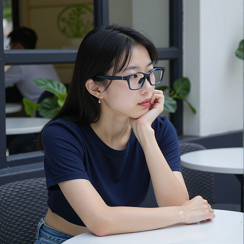 Lenskart Blue Transparent Full Rim Rectangle left side