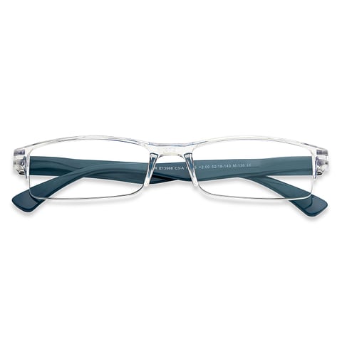 LENSKART BLU READERS Transparent Blue Half Rim Rectangle LENSKART BLU READERS LR E13968-C3-A Reading Eyeglass  Only For  2 Power left side