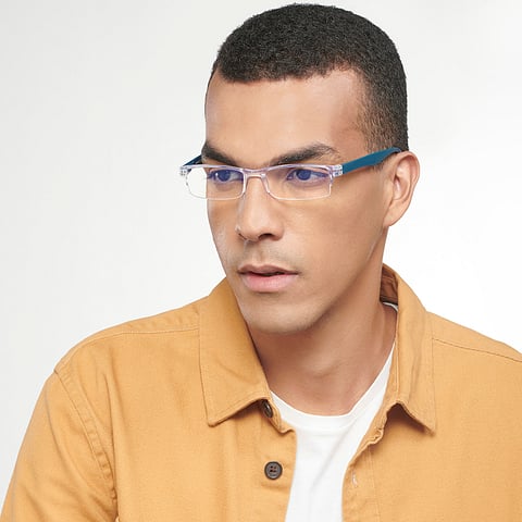 LENSKART BLU READERS Transparent Navy Blue Half Rim Rectangle LENSKART BLU READERS LR E13968 Only for 2 Prefitted Powers left side