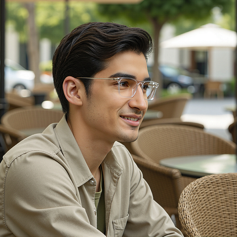 Lenskart Air Crystal Transparent Full Rim Rectangle left side