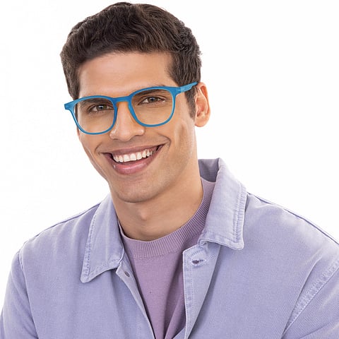 Lenskart Hustlr Screen Glasses Blue Block Phone Screen Glasses : Caribbean Full Rim Square Lenskart HUSTLR LB E14058-W C37 left side