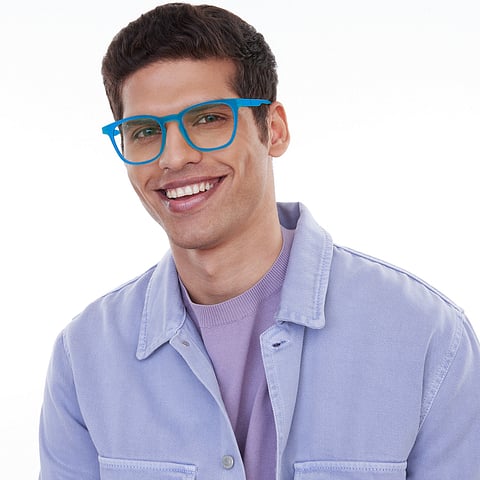 Lenskart Hustlr Screen Glasses Blue Block Phone Screen Glasses : Caribbean Full Rim Square Lenskart HUSTLR LB E14058-W C37 right side