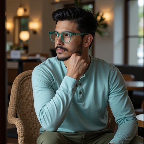Lenskart Hustlr READERS Turquoise Full Rim Square left side