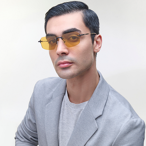Lenskart STUDIO Black Rimless Geometric left side
