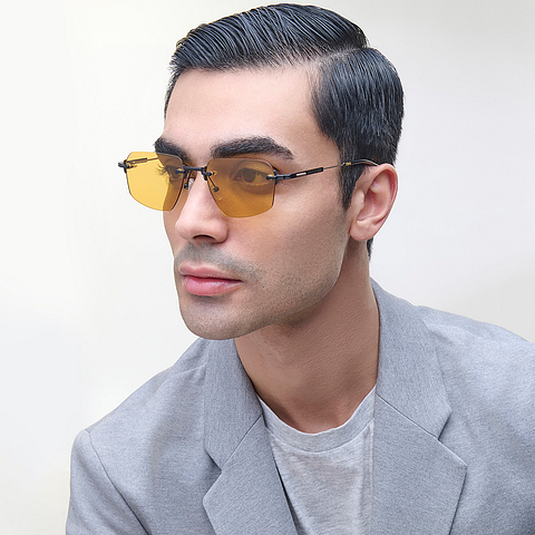 Lenskart STUDIO Black Rimless Geometric right side