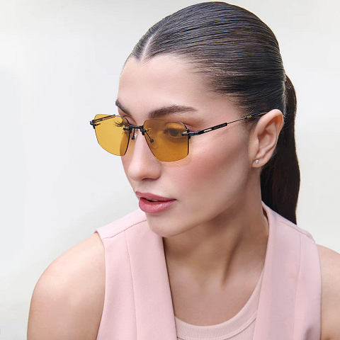 Lenskart STUDIO Black Rimless Geometric left side