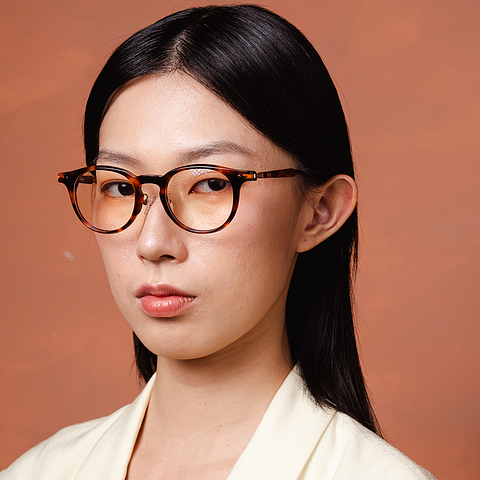 Lenskart Yellow Tortoise Full Rim Round left side