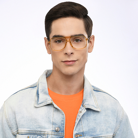 Lenskart Studio Online Yellow Transparent Full Rim Square right side