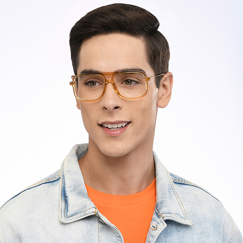 Lenskart Studio Online Yellow Transparent Full Rim Square left side
