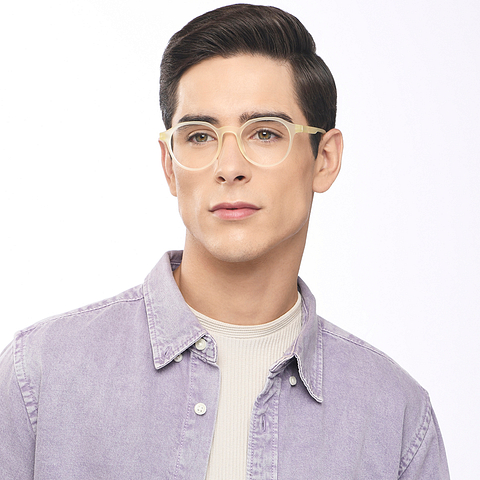 Lenskart Air Online Yellow Transparent Full Rim Round left side