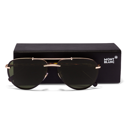 Buy Mont Blanc MB596S Large Size:62 Gold Tortoise Green 28N Unisex