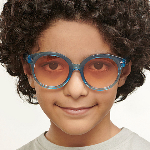 Hooper Blue Transparent Full Rim Round left side Hooper Blue Transparent Full Rim Round left side